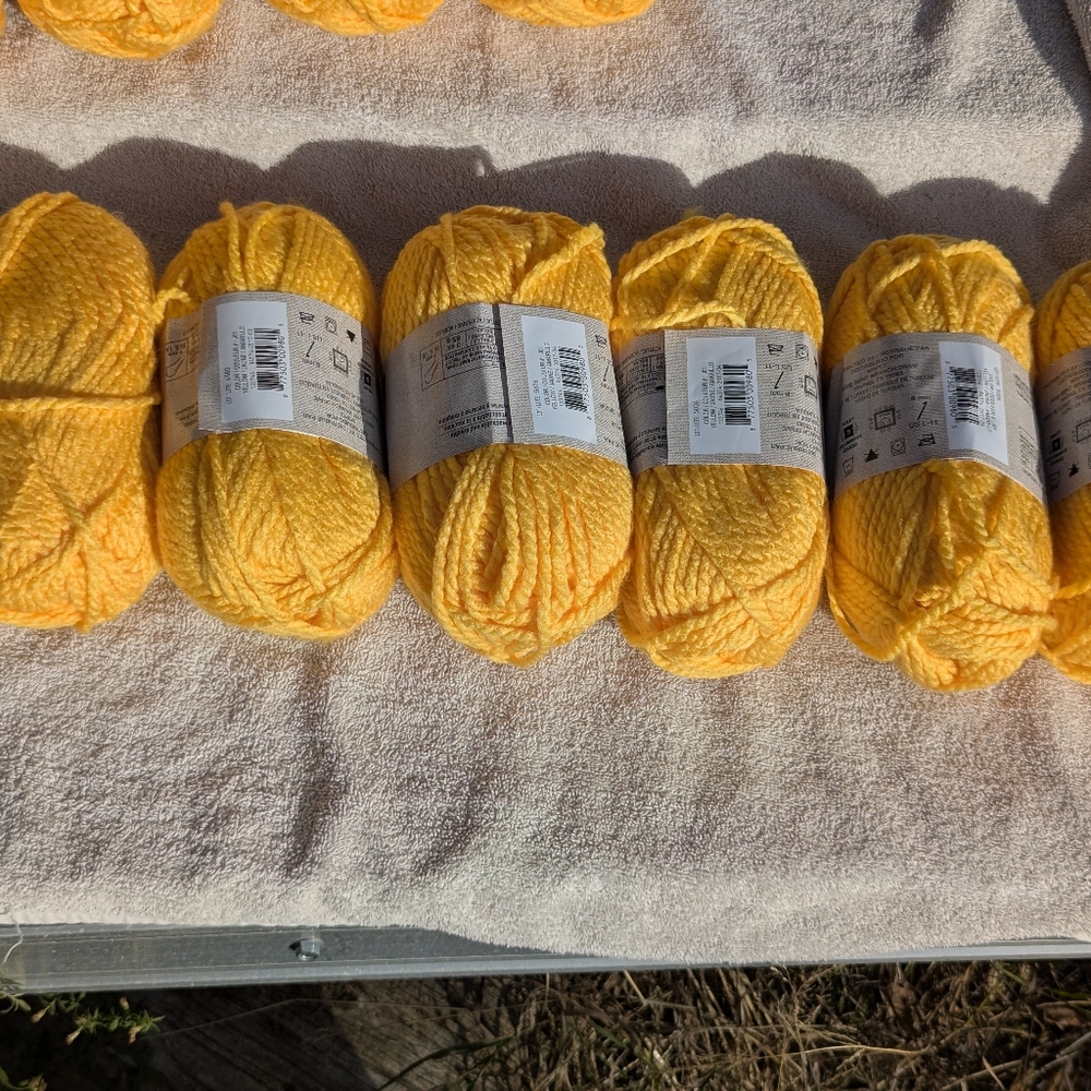 Charisma By Loops & Threads Yellow Yarn, 5 & 1/2 Skeins, Diff Dye Lots, Lot 2